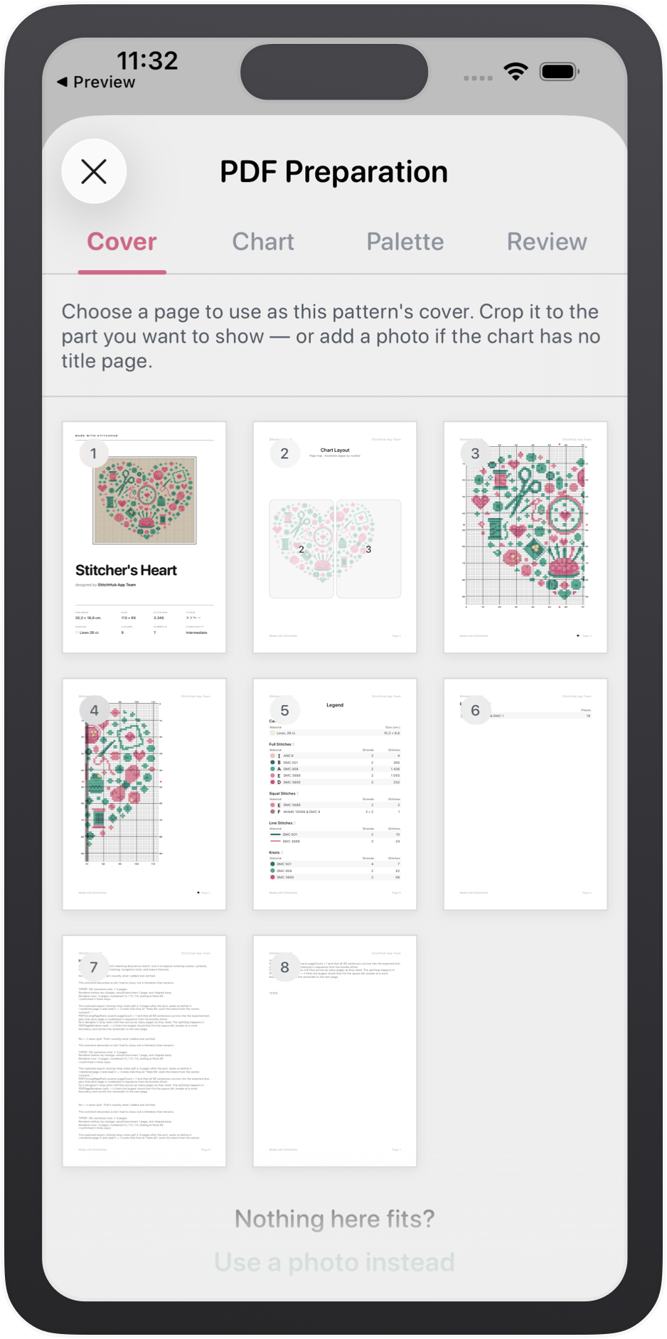 Stitching PDF Charts