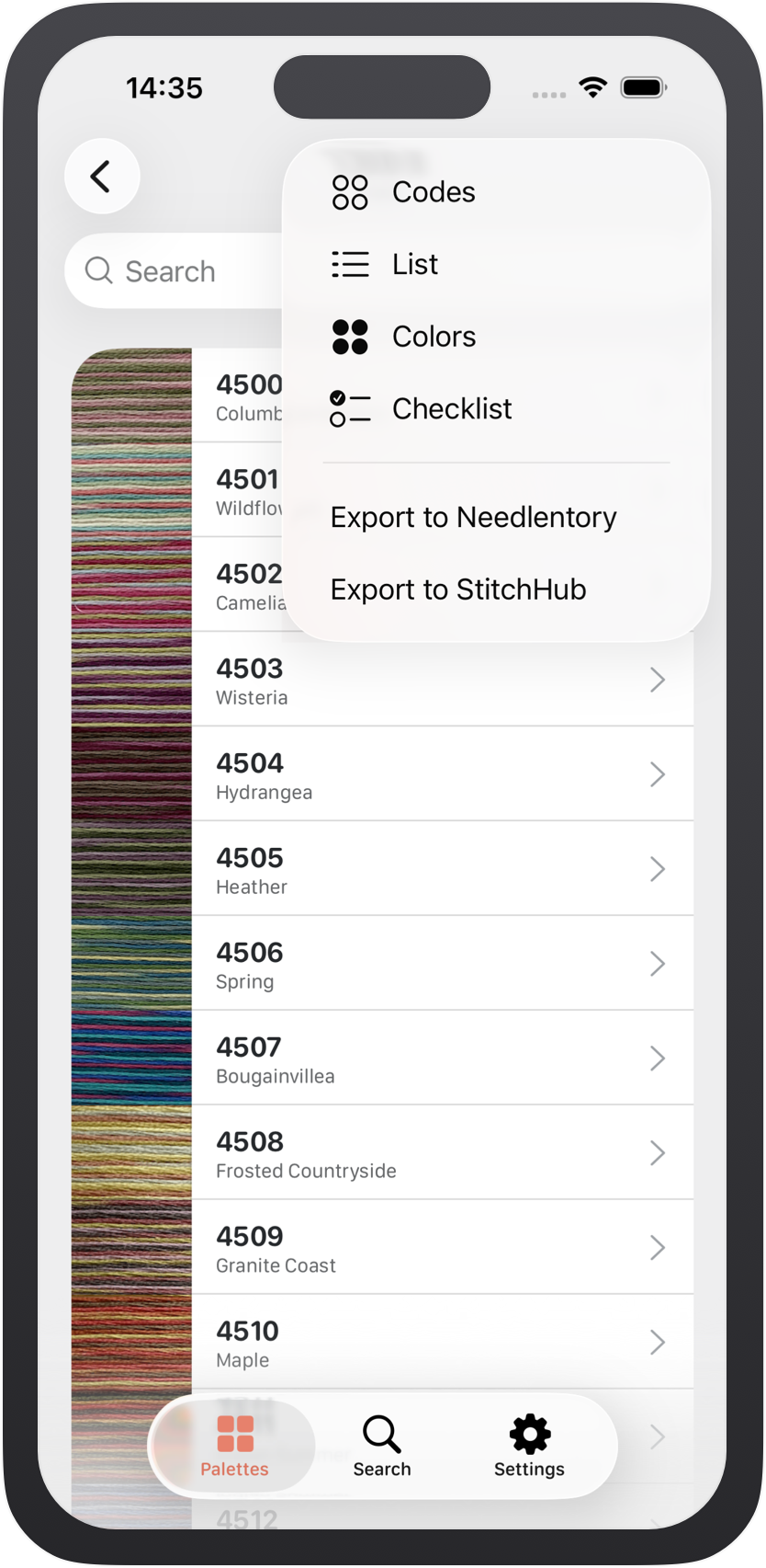 Export from Needleply